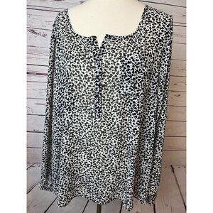 Torrid Plus Size Blouse 2X 2 Sheer long sleeve Hearts 10455965 Long Sleeve Shirt